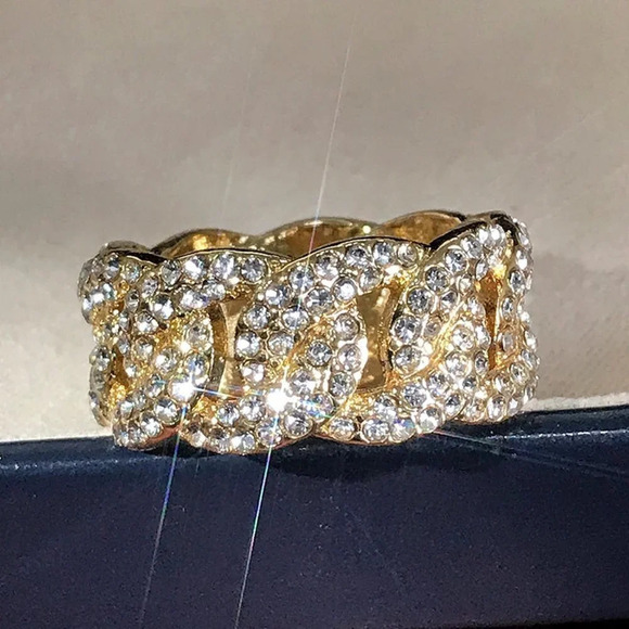 💎Crystal Zircon Hip Hop Iced Out 18K Gold Plated Mens Diamond UNVN12381 - Picture 3 of 11